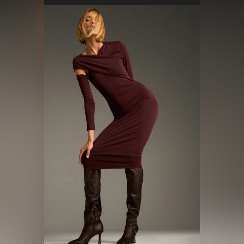 Zara One Shoulder Maroon Dress